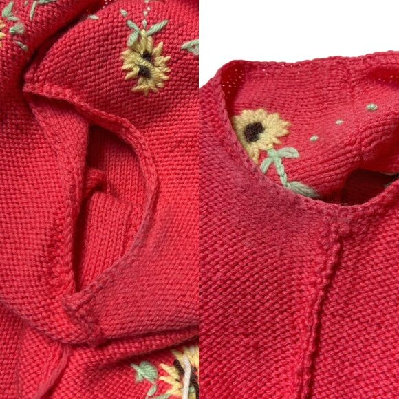 60s 70s vintage embroidered sunflower sleeveless sweater top scalloped crochet. - Picture 7 of 7